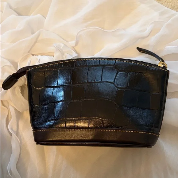 Dooney & Bourke Black Croc-Embossed Leather Pouch - Picture 13 of 17